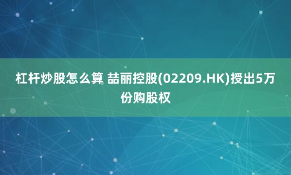 杠杆炒股怎么算 喆丽控股(02209.HK)授出5万份购股权